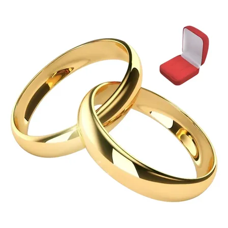 Par De Alianças Ouro 18k Banhada Casamento 4mm