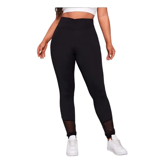 Leggings Negro Con Malla Transparente 1xl (14)