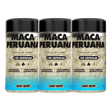 3x Maca Peruana 2500mg 100% Pura 360 Cápsulas Premium Sabor Sem Sabor