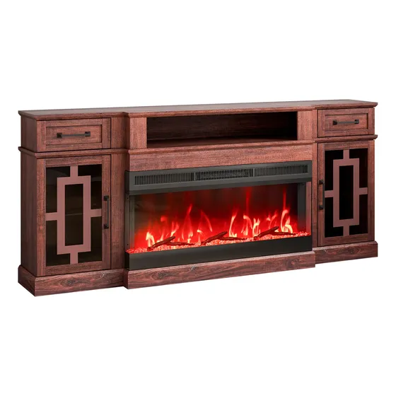 Mueble Tv Chimenea 70puLG Chimenea 20 Luces Control Hogar