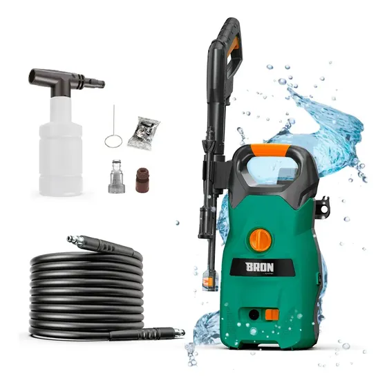 Hidrolavadora Bron by Gadnic Eléctrica 1400w Alta Presión 6.5 L\u002Fmin Color Verde Manguera 5 Metros | Cuotas sin interés