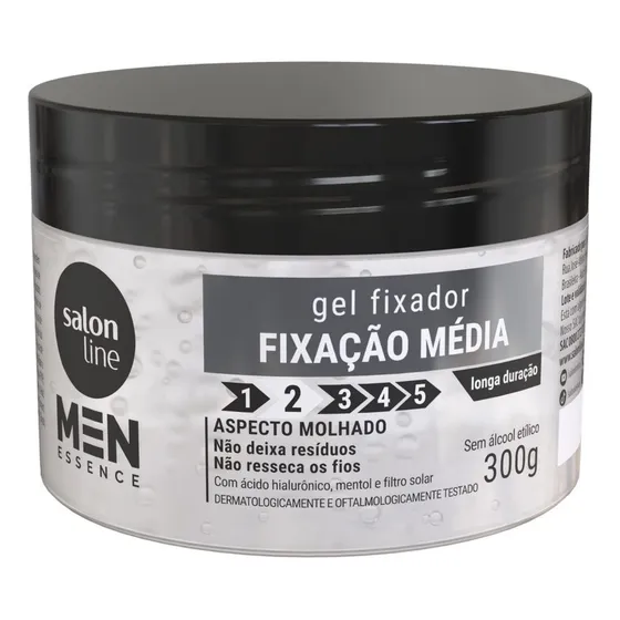 Gel Fixação Média Aspecto Molhado Cabelo Men Salon Line 300g