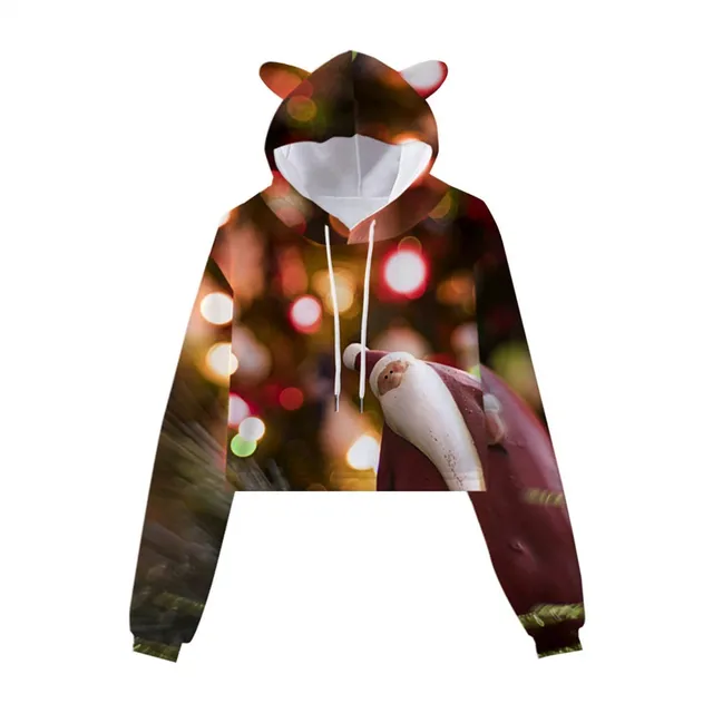 Sudadera Corta Capucha Para Mujer Estilo Casual Manga Larga