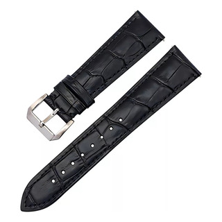 Pulseira De Couro De Crocodilo 12-24 Mm, Cor Preta_20 Mm Pulseira De Couro De Crocodilo 12-24 Mm, Cor Preta_20 Mm