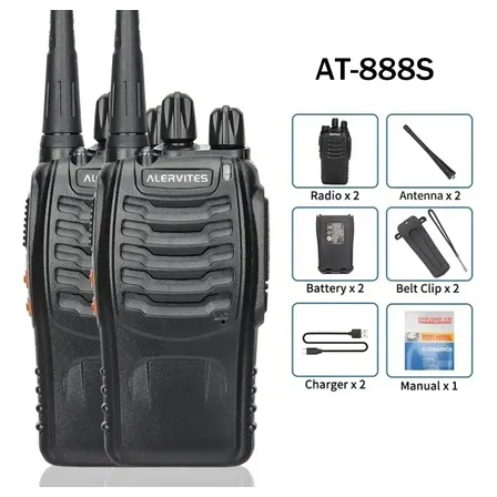 Pack 2 Radios Walkie Talkie Alervites At-888s Negro Uhf, Vhf