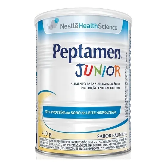 Fórmula infantil em pó sem glúten Nestlé Peptamen Junior sabor baunilha 12 lata de 400g 12 meses a 10 anos