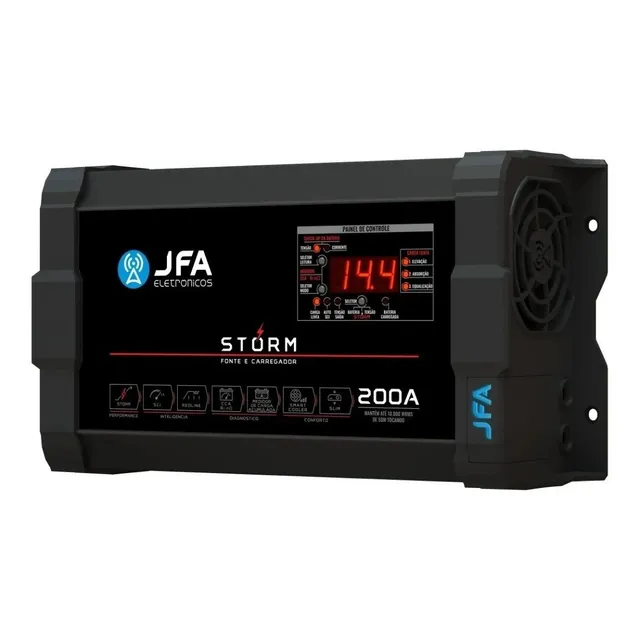 Fonte Carregador Automotiva Jfa 200a Slim Bivolt Voltímetro