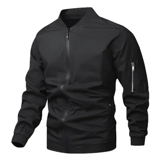 Hombre Casual Chamarra Ligera Bomber Varsity Rompevientos