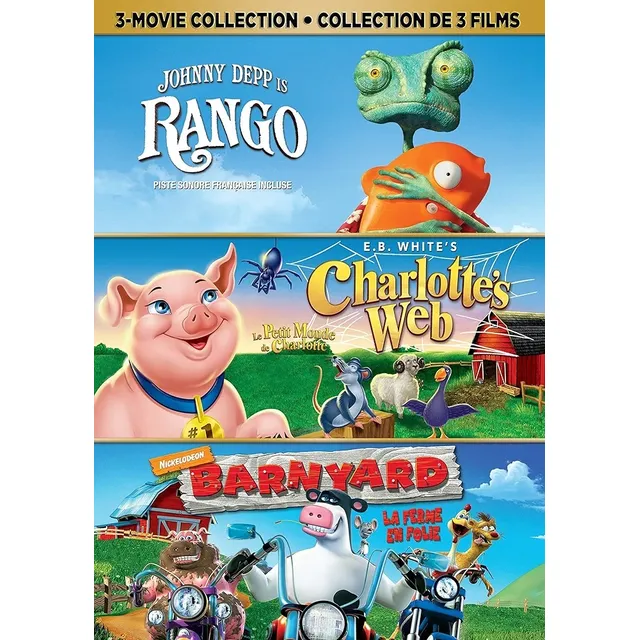 Pelicula Rango / Charlotte's Web / Barnyard 3-movie Dvd