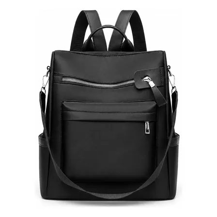 Mochila Feminina Impermeável Antifurto Médio Bolsa Escolar Preto Liso