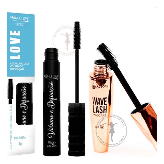 Kit Máscara Rímel Wave Lash Luisance +cresce Cilios Max Love