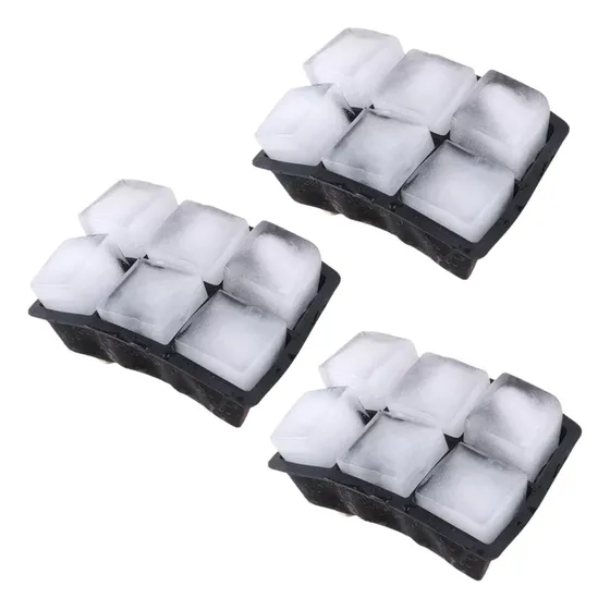 Fr Hielera Cubetera Silicona Hielo Cuadrado Grande Apto Horno X3 Color Negro