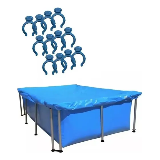 Cubre Piletas Lona Rectangular C Elastico + 12 Ganchos 