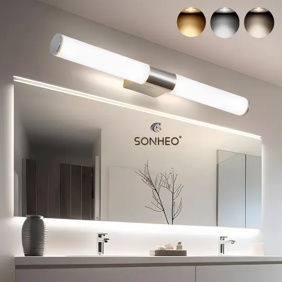 Sonheo® Lámparas De Pared Espejos Para Baños Y Sala Lampara Pared Interior Luces Para Espejo Con 3 Modos De Luz,55cm De Largo