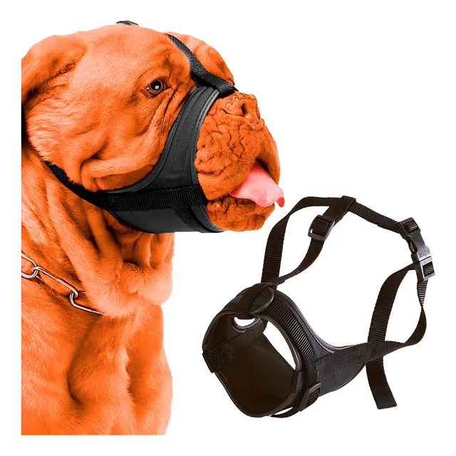 Bozal acolchado seguro para perros, tipo bóxer, Ferplast, color negro