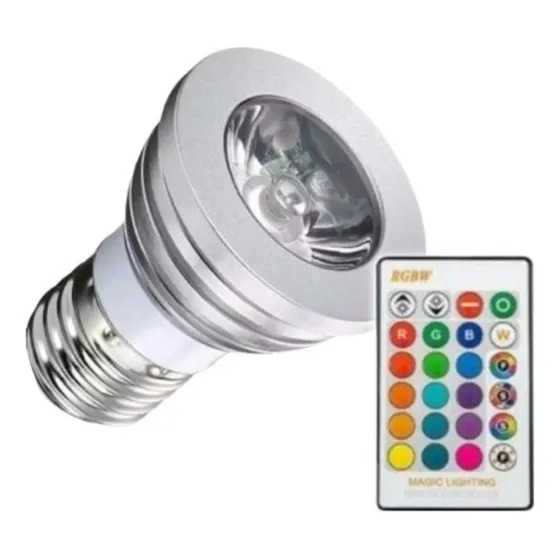Lâmpada Dicroica Par 20 Led E27 Rgb 3w Bivolt + Controle