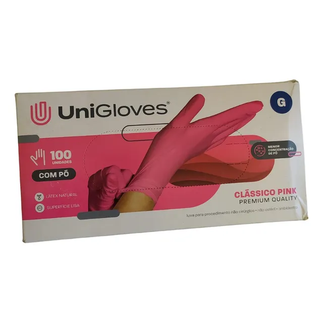 Cx De Luvas Descartáveis Antiderrapantes Unigloves 100unds