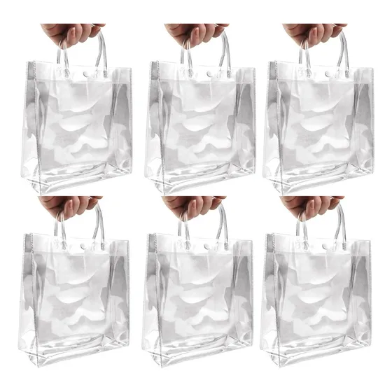 Bolsa Cotillon Plastico Transparente Asas Y Broche Regalos