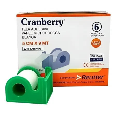 Cranberry Tela Adhesiva Papel Microporosa 5cm X 9mt 6unid