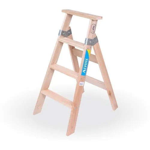 Escalera Familiar De Madera 4 Escalones Alpina EFS-4 Color Marrón claro