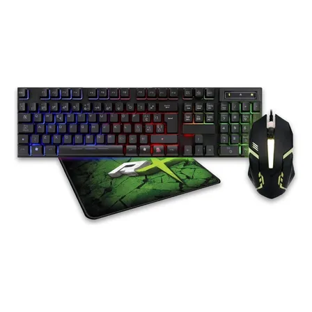 Kit Gamer Pro Reptilex Rx0017 Teclado Mouse Padmouse Color del teclado Negro