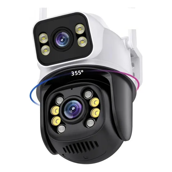 Ip Câmera Wi-fi Externa 8mp Tela Dupla 2 Lentes Icsee Ip66 Cor Branco/Preto