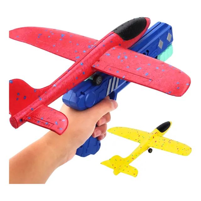 Avião Planador Com Led E Lançador Pistola Longo Alcance