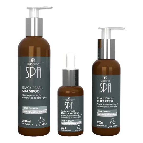 Kit Grandha Urbano Spa Black Hair Therapy - 3 Produtos