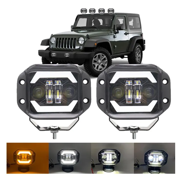 Par Faros Led 5'' Emportrables Alto Y Bajo H4 Con Drl Ámbar