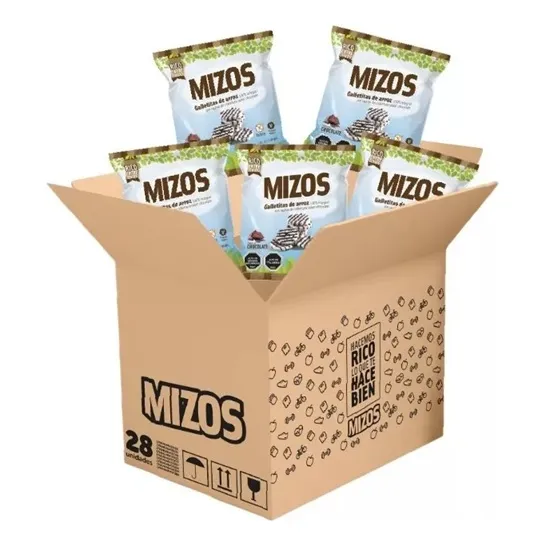 28 Snacks Integral Galletas De Arroz Mizos Chocolate Vegano