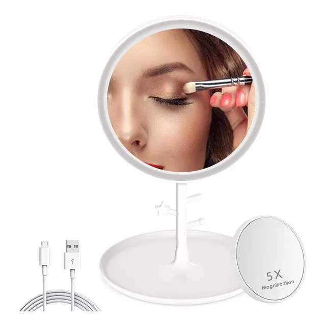 Espejos Para Maquillaje/baño Regulable Con Luces Led Marco Blanco