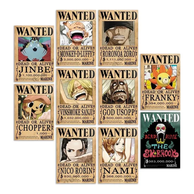 Kit 10 Quadros One Piece Procurados Chapéus De Palha Mdf A5