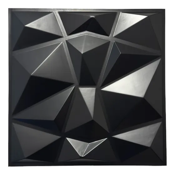 10 Placas Panel Pvc 3d Antihumedad Pared 50x50 Negro Piramid