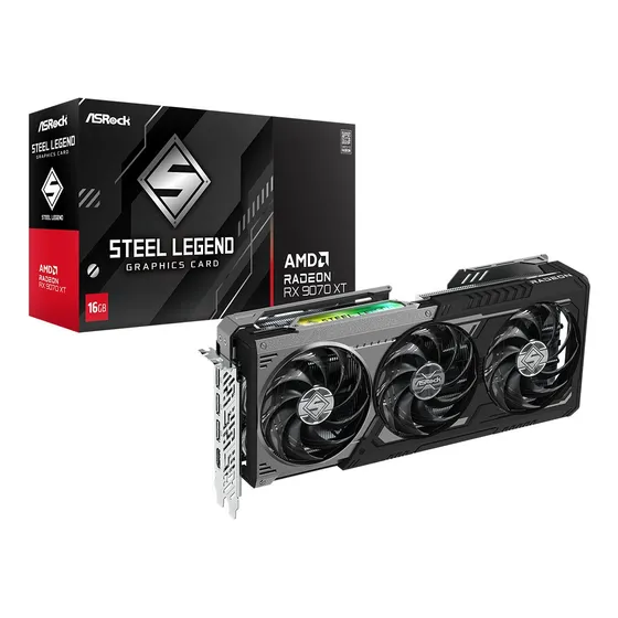 Mercado Livre Gpu Asrock Radeon Rx 9070 Xt Steel Legend Dark 16gb 256bits image