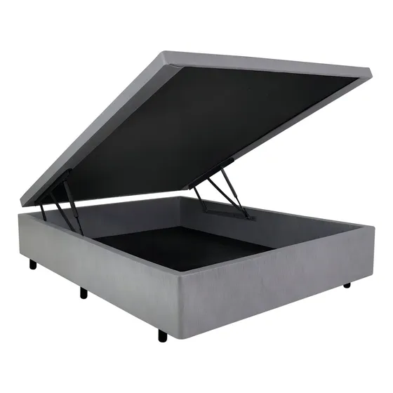 Base Box Baú Viúva 128x188x42cm Courino Linho Cinza