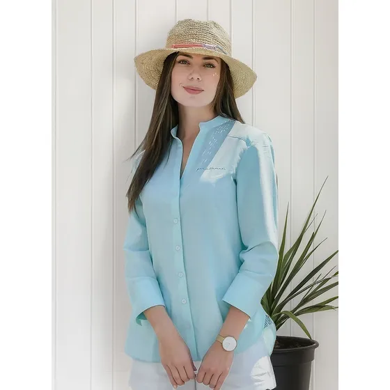 Blusa Porto Blanco Color Menta Cuello V