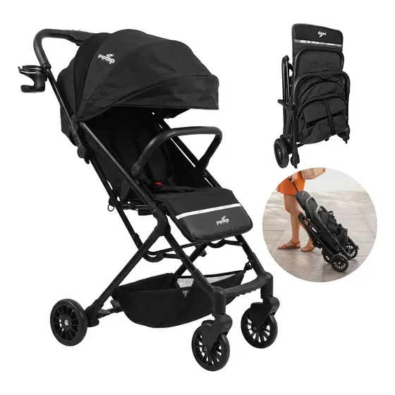 Carrinho Bebe Passeio Infantil Até 22kg Easygo Pipdip Preto Preta