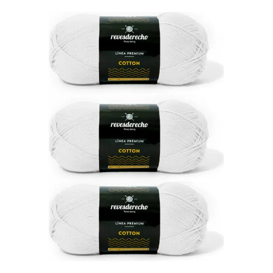 Pack X3 Cotton Premium Revesderecho 3x100grs Color Blanco 1