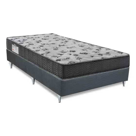 Cama Box E Colchão Iso 100 D33 Viúva(128x188)-ortobom Cor Grafite
