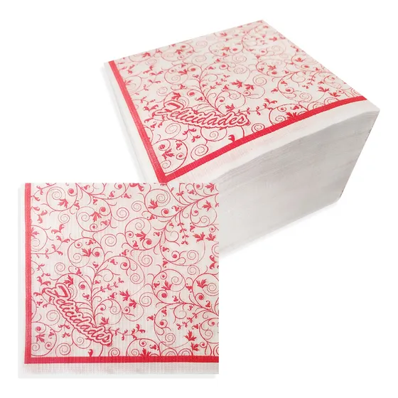 Servilletas De Mesa 100un De Papel 33x33cm Con Flores Color