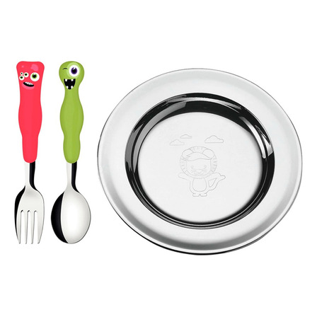Prato Inox Garfo Colher Antimicrobiana Infantil Tramontina Prato Inox Garfo Colher Antimicrobiana Infantil Tramontina