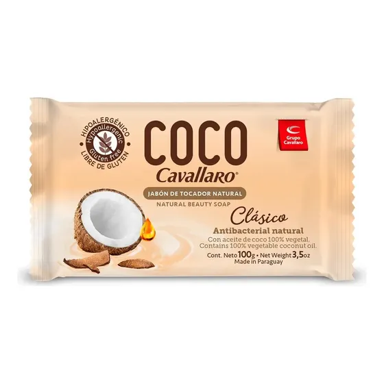 Jabón en barra Cavallaro Clásico Coco 100g Aceite de Coco Antibacterial | Cuotas sin interés