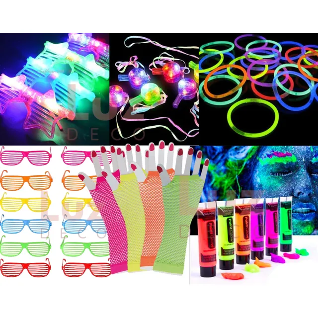 Cotillon Combo 50 Personas Cotillón Fiesta Neon Fluo