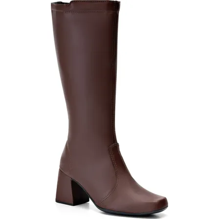 Bota Feminina Cano Alto Salto Alto Grosso Bico Quadrado