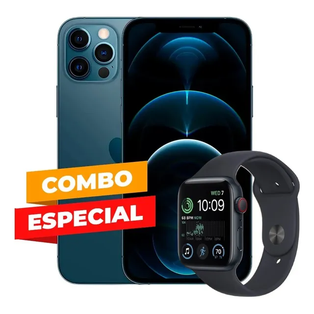 Combo Celular iPhone 12 Pro 128 Gb + Reloj Apple Watch Se 2nd Gen Gps+cel 40 Mm Negro - Excelente