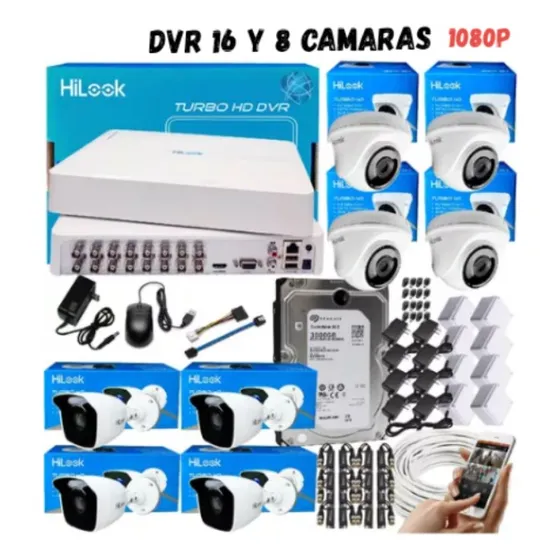 Kit 8 Camaras De Seguridad 720p 1mp Dvr 16 Canales  