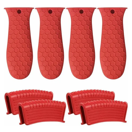 8 Funda Mango Hierro Fundido Soporte Caliente Silicona Para