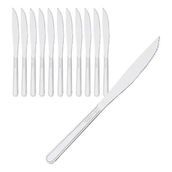 Kit Faca Mesa Churrasco Inox - 12 Peças Linha Classic Cor Prata