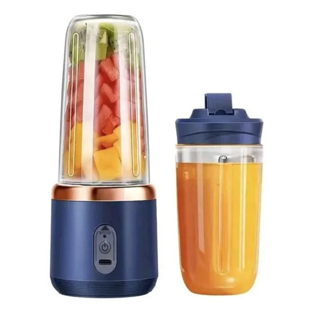 Licuadora Portátil Doble Vaso De Plástico 400ml, 6 Cuchillas