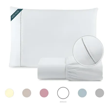 Lençol Solteiro 2 Pçs Algodão 600 Fios Egípcio